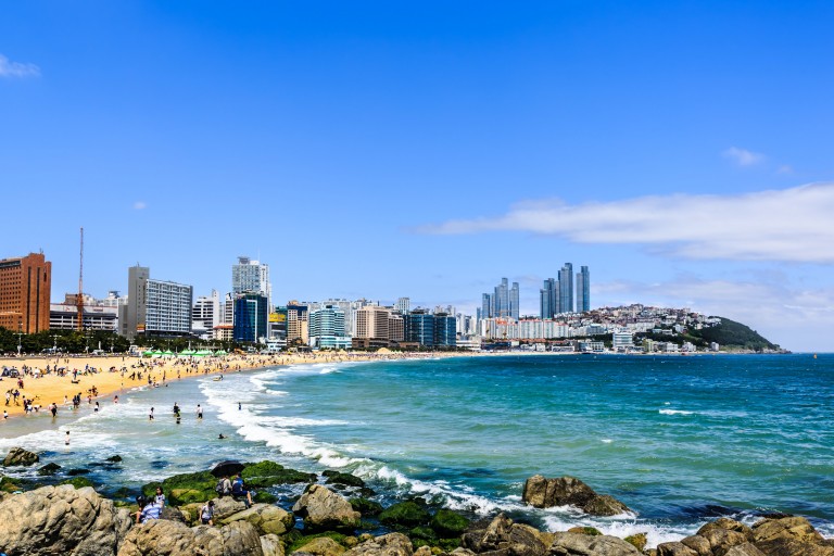 Playa de Haeundae en Busan, Corea del Sur