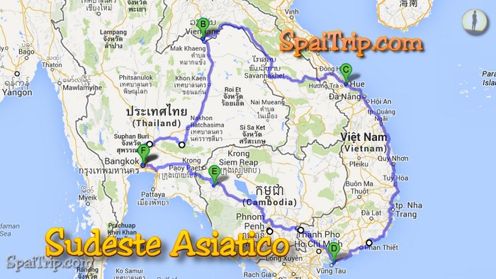 Mapa Vuelta por el Mundo en bicicleta Sudeste Asiático